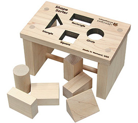 Maple Landmark Schoolhouse Naturals Shape Sorter Bench